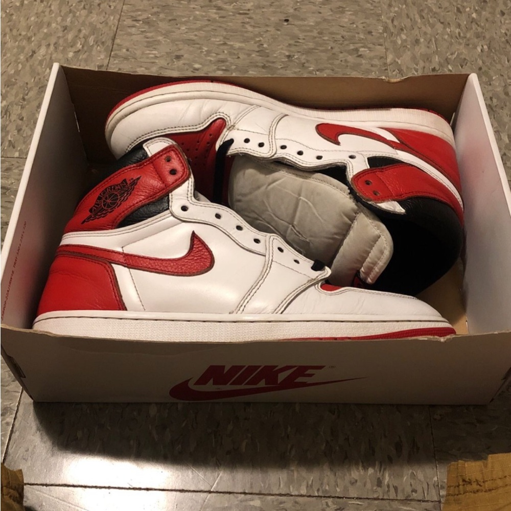Nike Red and White High-Top Sneakers